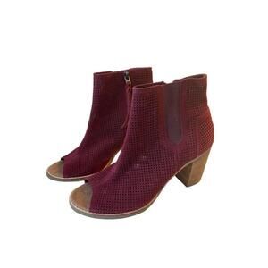 TOMS Majorca Peep Toe Laser Cut Heeled Sandal Size 7